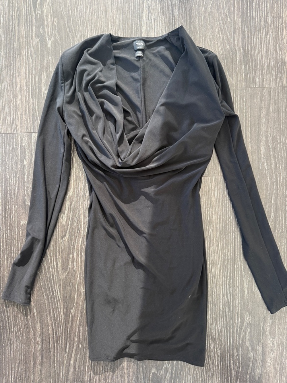 Aritzia Black Long-Sleeve Cowl Neck Dress